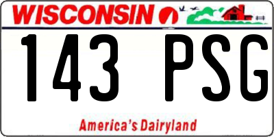 WI license plate 143PSG