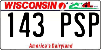 WI license plate 143PSP
