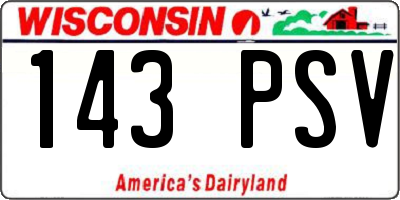 WI license plate 143PSV