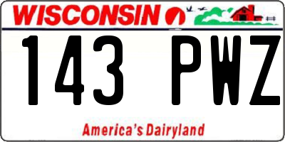 WI license plate 143PWZ