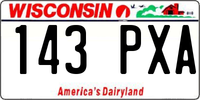 WI license plate 143PXA
