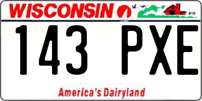 WI license plate 143PXE