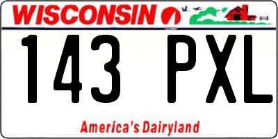 WI license plate 143PXL