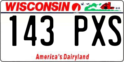 WI license plate 143PXS