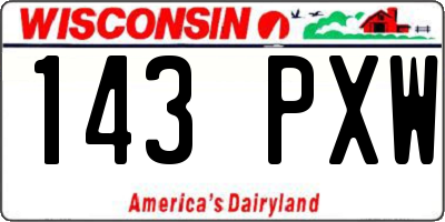WI license plate 143PXW