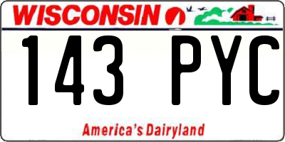 WI license plate 143PYC