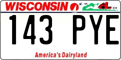 WI license plate 143PYE