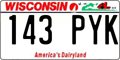 WI license plate 143PYK