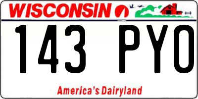 WI license plate 143PYO