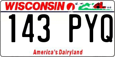WI license plate 143PYQ