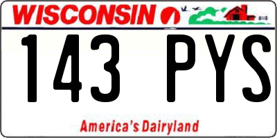 WI license plate 143PYS
