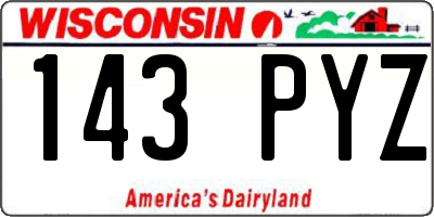 WI license plate 143PYZ
