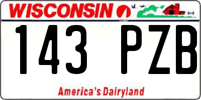WI license plate 143PZB