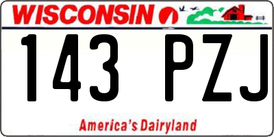 WI license plate 143PZJ