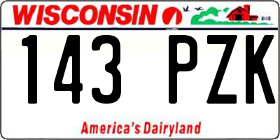 WI license plate 143PZK