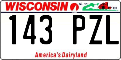 WI license plate 143PZL