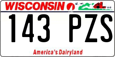 WI license plate 143PZS