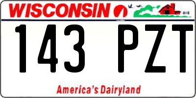 WI license plate 143PZT
