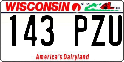 WI license plate 143PZU