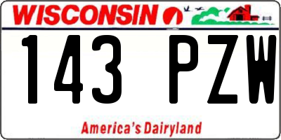 WI license plate 143PZW