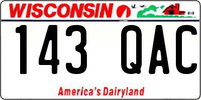 WI license plate 143QAC