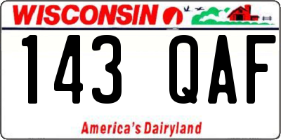 WI license plate 143QAF
