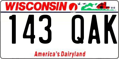 WI license plate 143QAK