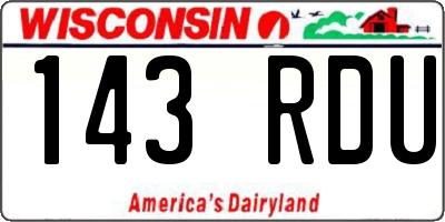 WI license plate 143RDU