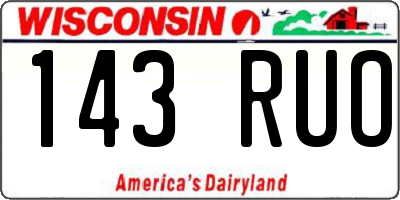 WI license plate 143RUO