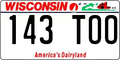 WI license plate 143TOO