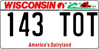 WI license plate 143TOT