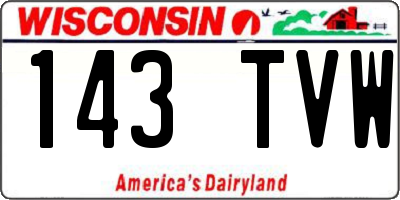 WI license plate 143TVW