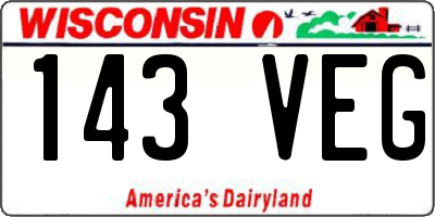 WI license plate 143VEG