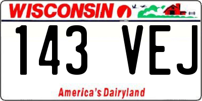 WI license plate 143VEJ