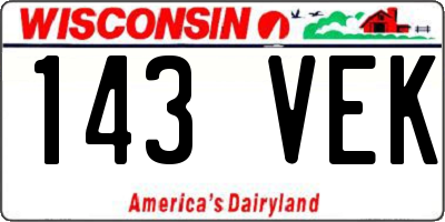 WI license plate 143VEK