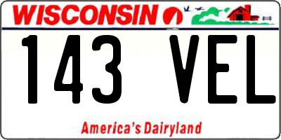 WI license plate 143VEL