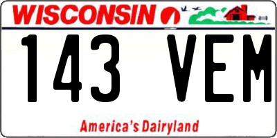 WI license plate 143VEM