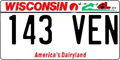 WI license plate 143VEN