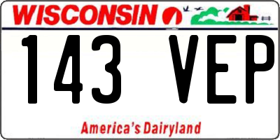 WI license plate 143VEP