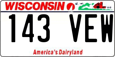 WI license plate 143VEW