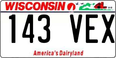 WI license plate 143VEX