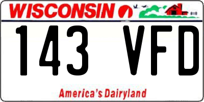 WI license plate 143VFD