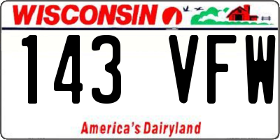 WI license plate 143VFW