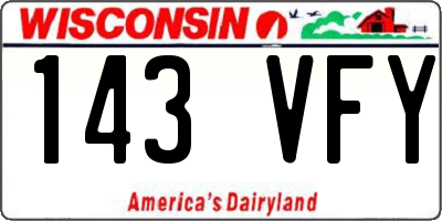WI license plate 143VFY
