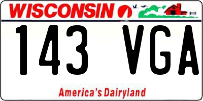 WI license plate 143VGA