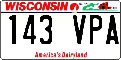 WI license plate 143VPA