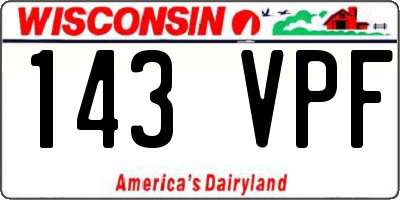 WI license plate 143VPF