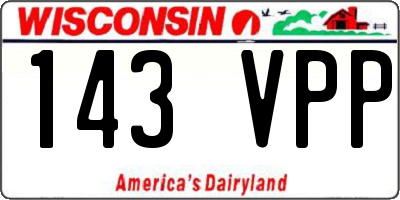 WI license plate 143VPP