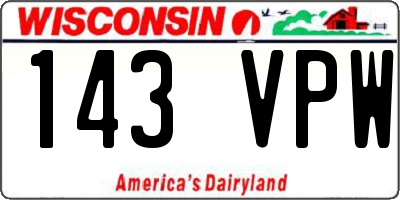 WI license plate 143VPW