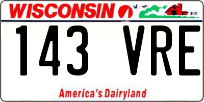WI license plate 143VRE